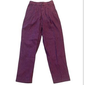 Vintage Generra Collection pinstriped pants stripes jeans pink navy women size 7